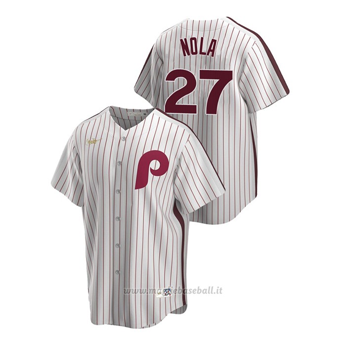Maglia Baseball Uomo Philadelphia Phillies Aaron Nola Cooperstown Collection Primera Bianco